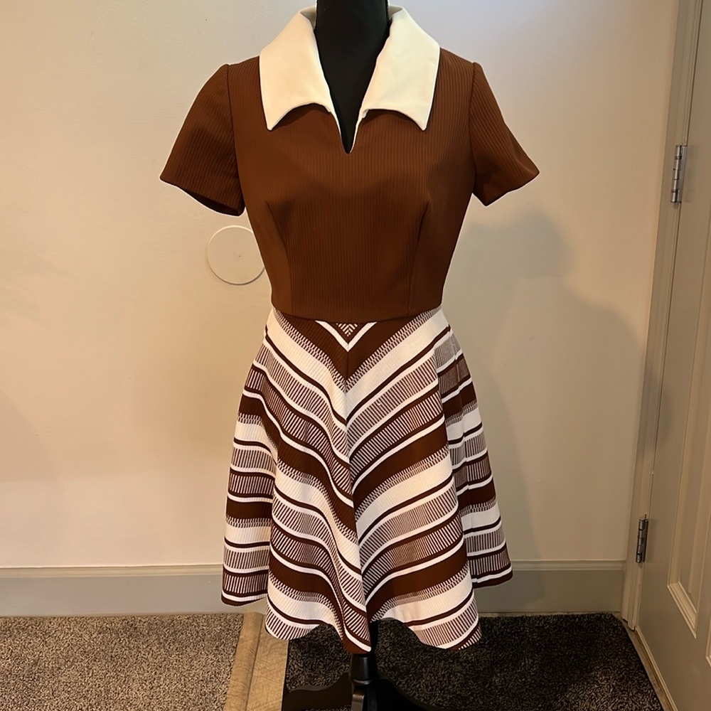 Vintage brown and white Melissa Lane dress in good condition